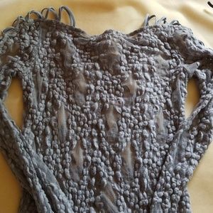 Lace, sheer lilac fitted long sleeve